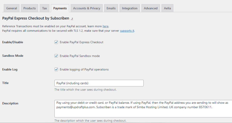 PayPal Setup - gateway settings